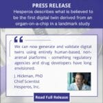 Hesperos Demonstrates First Digital Twin of Human Disease Using Organ-on-a-Chip Platform